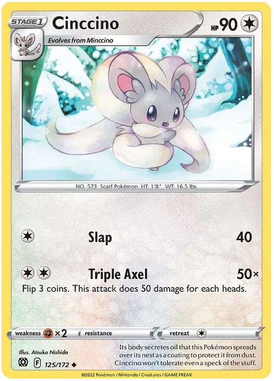 Cinccino common pokémonkaart nummer 125/172 uit de Brilliant Stars set