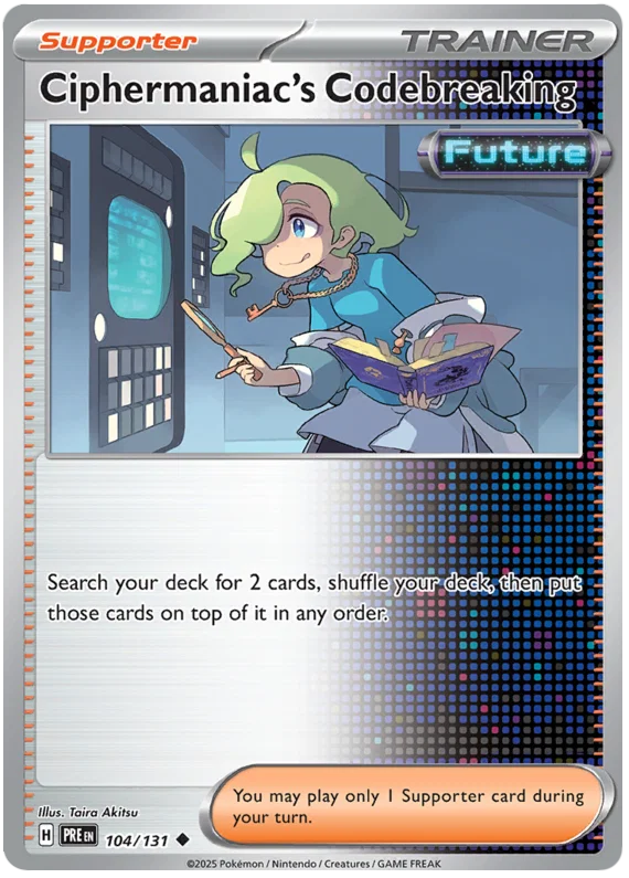 Ciphermaniac's Codebreaking common kaart #104 uit Pokémon Prismatic Evolutions