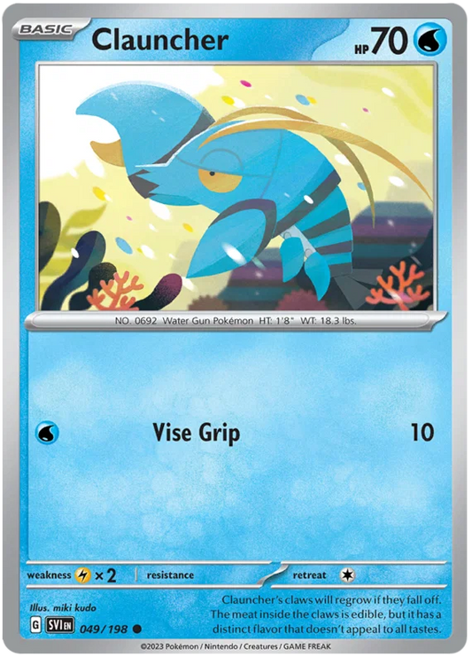 Clauncher #049 common Pokémon kaart uit de Scarlet & Violet basisset