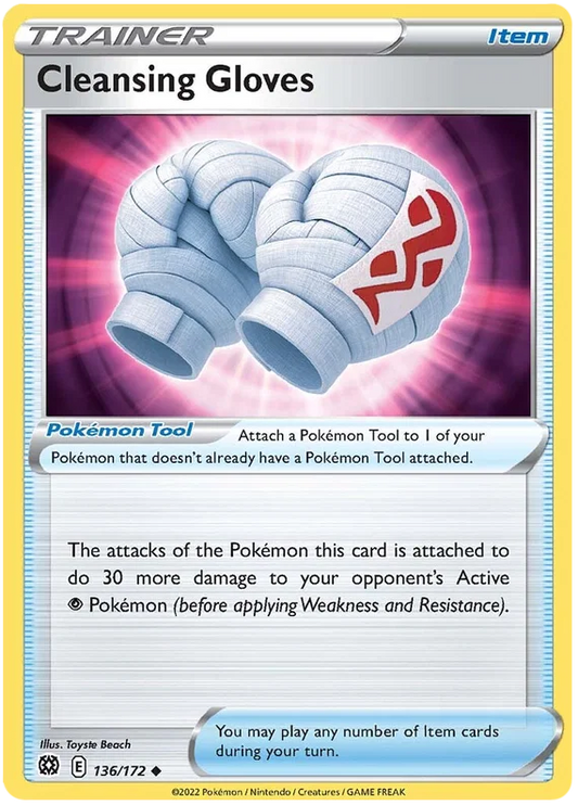 Cleansing Gloves Pokémon kaart #136/172 uit de Brilliant Stars set