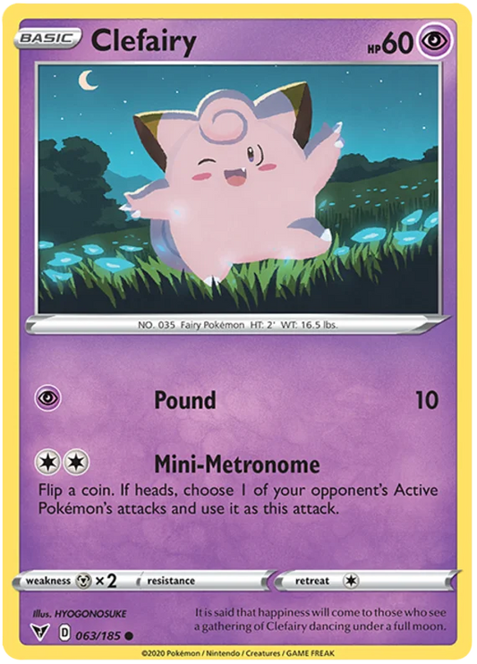 Clefairy common kaart 063/185 uit de Pokémon Vivid Voltage set