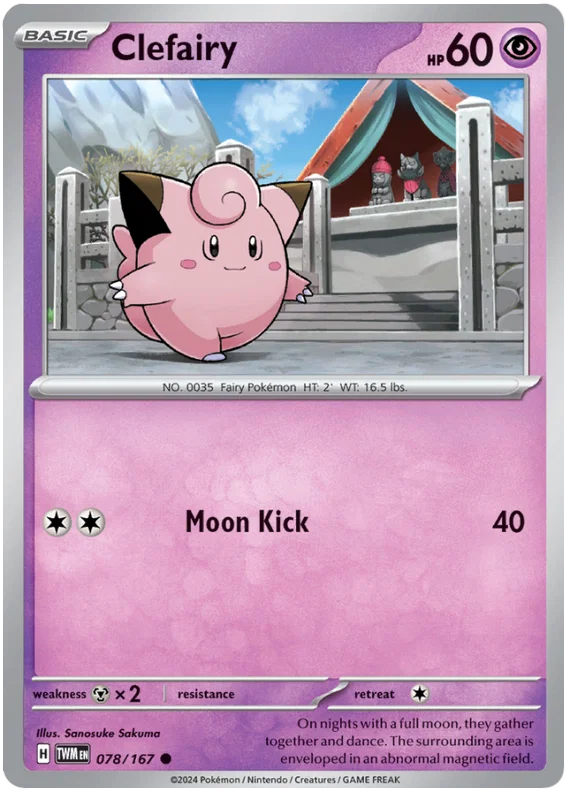 Pokémon Clefairy common kaart #078 uit de Twilight Masquerade set