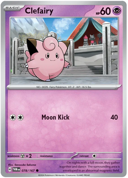 Pokémon Clefairy common kaart #078 uit de Twilight Masquerade set