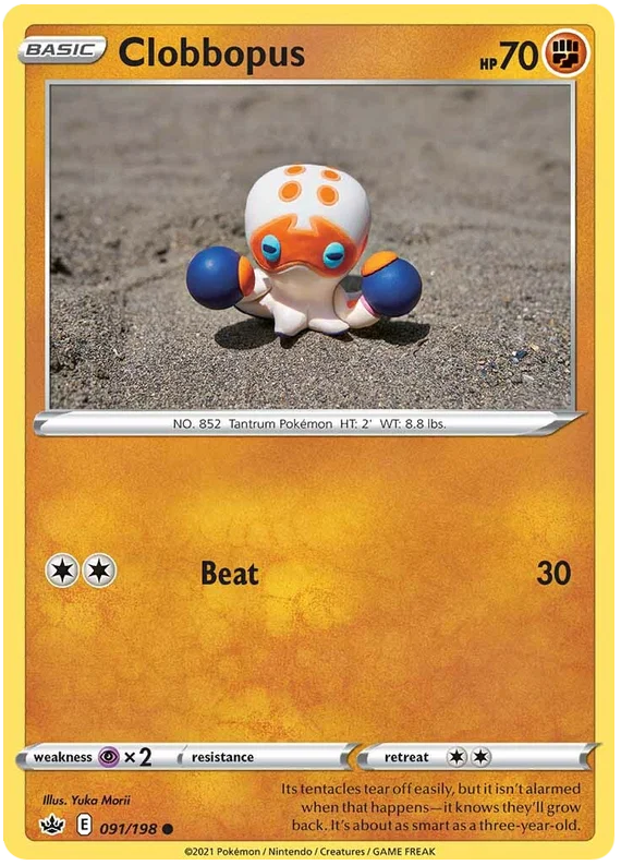 Clobbopus common kaart nummer 091/198 uit de Pokémon Chilling Reign set