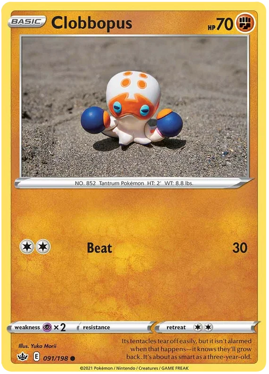 Clobbopus common kaart nummer 091/198 uit de Pokémon Chilling Reign set