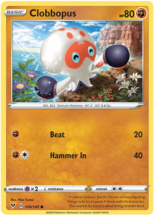 Clobbopus 100/185 common kaart uit de Pokémon Vivid Voltage set