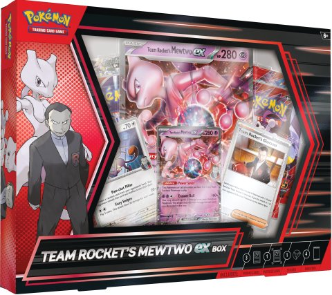 Pokémon Team Rocket’s Mewtwo EX Box met promo kaart, oversized card, boosterpacks en kaarten van Giovanni, Meowth en Mewtwo
