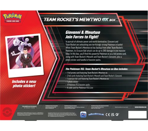 Pokémon Team Rocket’s Mewtwo EX Box met promo kaart, oversized card, boosterpacks en kaarten van Giovanni, Meowth en Mewtwo