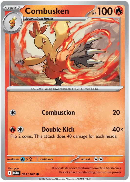 Combusken common kaart nummer 041 uit de Pokémon Destined Rivals set