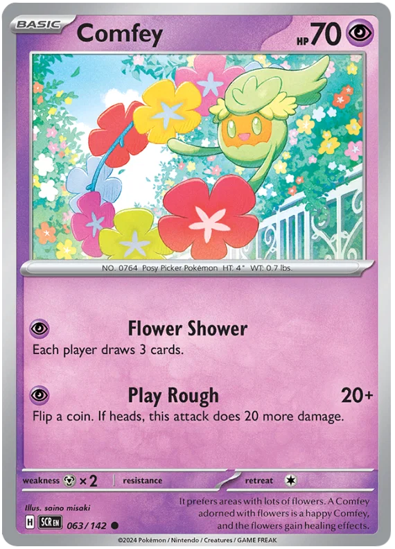 Comfey #063 common Pokémon kaart uit Stellar Crown set