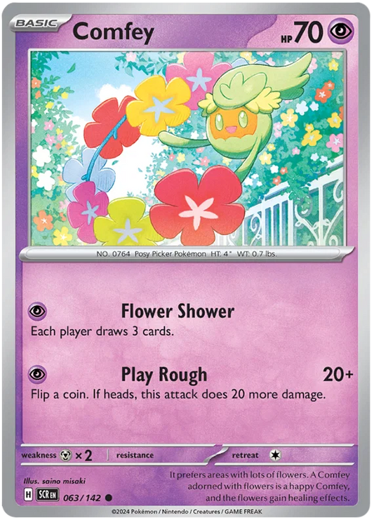 Comfey #063 common Pokémon kaart uit Stellar Crown set