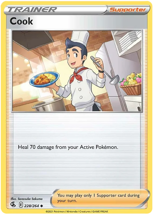 Pokémon Cook 228/264 Fusion Strike Trainer Supporter kaart met chef-kok illustratie