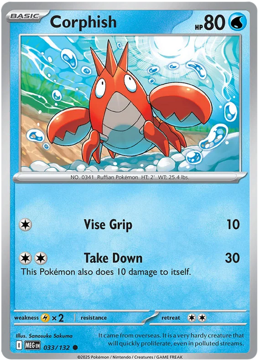 Pokémon kaart Corphish #033 common uit de Mega Evolution set