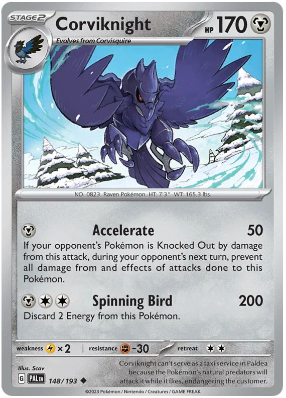 Corviknight #148 common Pokémon kaart uit de Paldea Evolved set