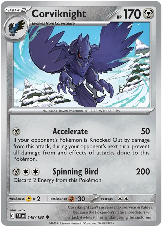 Corviknight #148 common Pokémon kaart uit de Paldea Evolved set