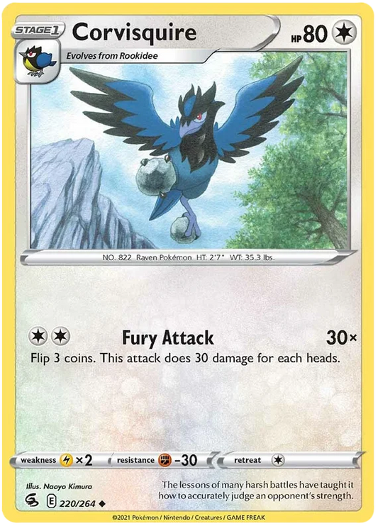 Corvisquire common kaart 220/264 uit de Pokémon Fusion Strike set