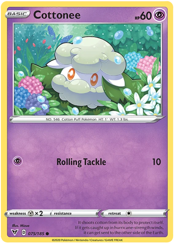 Cottonee common kaart 075/185 uit de Pokémon Vivid Voltage set