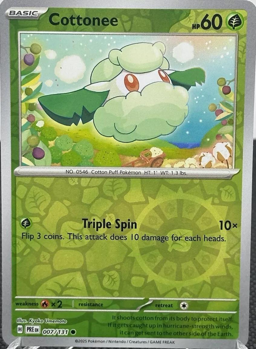 Cottonee Reverse Holo kaart #007 uit Pokémon Prismatic Evolutions
