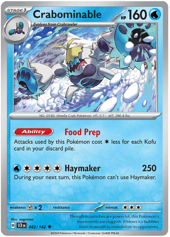 Pokémon Crabominable common kaart nummer 042 uit de Stellar Crown set