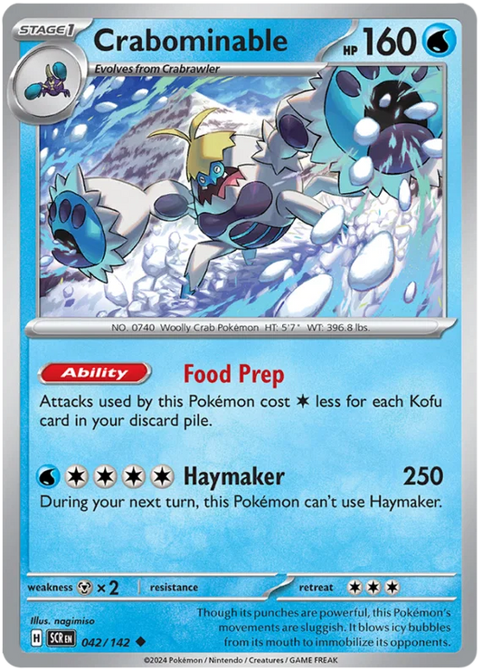 Pokémon Crabominable common kaart nummer 042 uit de Stellar Crown set