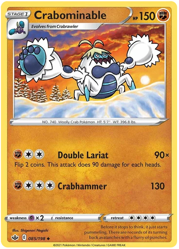 Pokémon kaart Crabominable #085 common uit de Chilling Reign set
