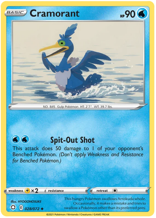 Cramorant common Pokémon kaart #028/072 uit de Shining Fates set