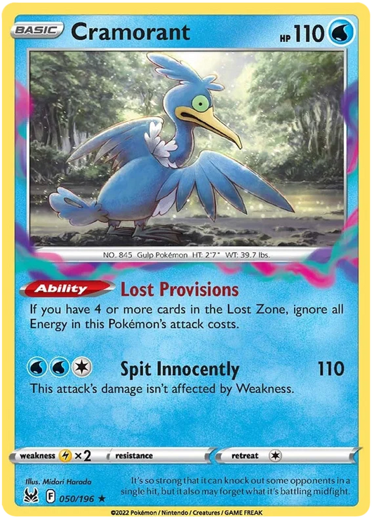 Pokémon Cramorant common kaart nummer 050/196 uit de Lost Origin set