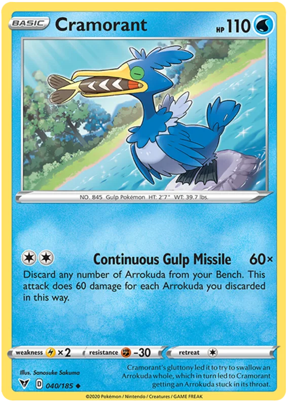 Cramorant common Pokémon kaart nummer 040/185 uit de Vivid Voltage set