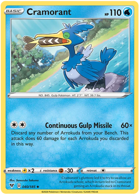 Cramorant common Pokémon kaart nummer 040/185 uit de Vivid Voltage set