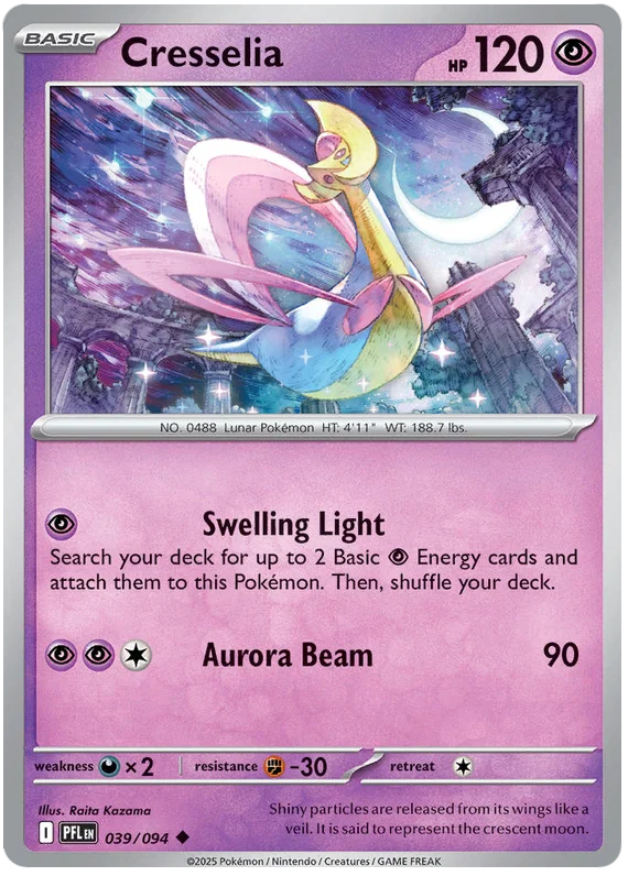 Cresselia #039 common Pokémon kaart uit de Phantasmal Flames set