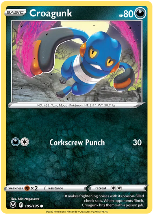 Croagunk common kaart #109 uit de Pokémon Silver Tempest set