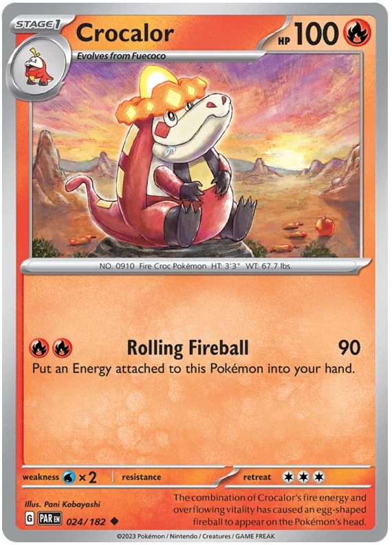 Pokémon Crocalor common kaart #024 uit de Paradox Rift set