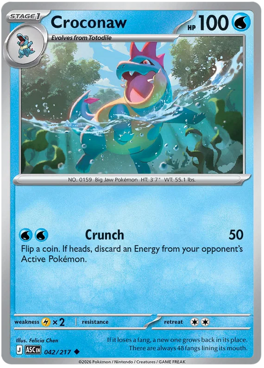 Croconaw common kaart nummer 042 uit de Pokémon set Ascended Heroes