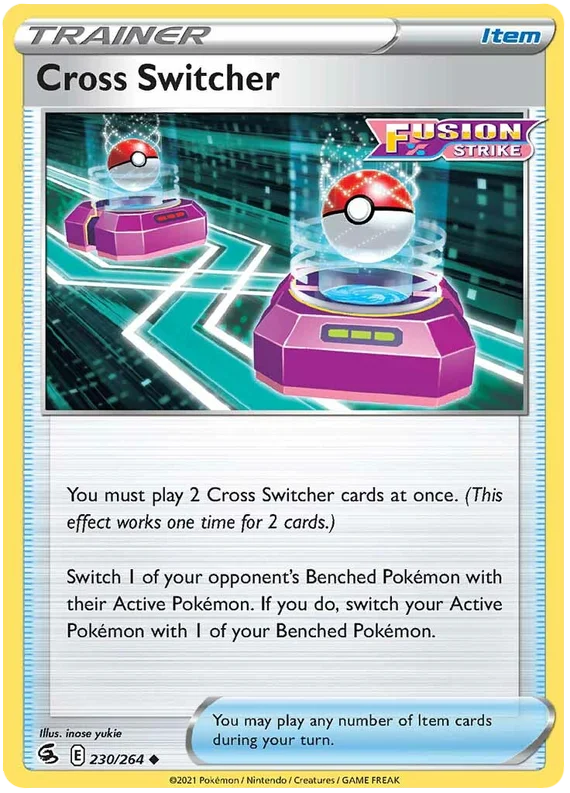 Cross Switcher Trainer Item kaart uit de Pokémon Fusion Strike set, kaartnummer 230/264