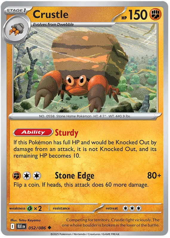 Pokémon Crustle common kaart nummer 052 uit de Black Bolt set