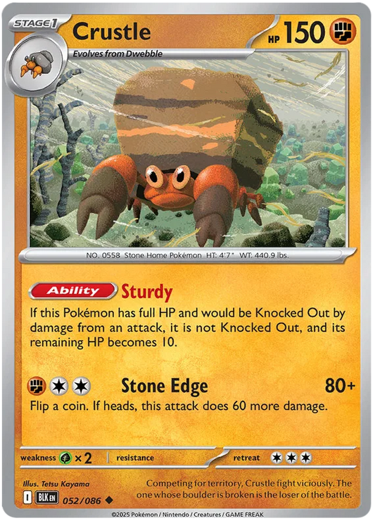 Pokémon Crustle common kaart nummer 052 uit de Black Bolt set