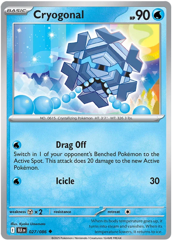 Pokémon Cryogonal #027 common kaart uit de Black Bolt set