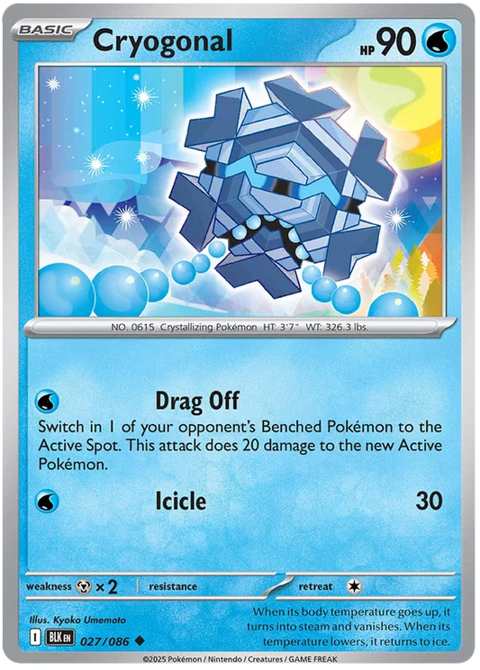 Pokémon Cryogonal #027 common kaart uit de Black Bolt set