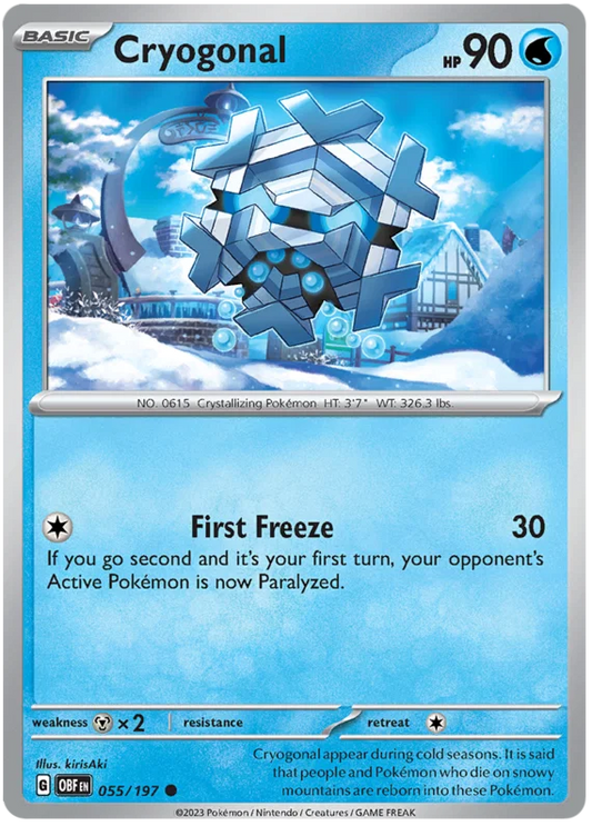 Cryogonal common Pokémon kaart nummer 055 uit de Obsidian Flames set