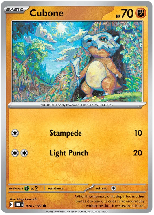 Cubone common kaart #076 uit de Pokémon Journey Together set