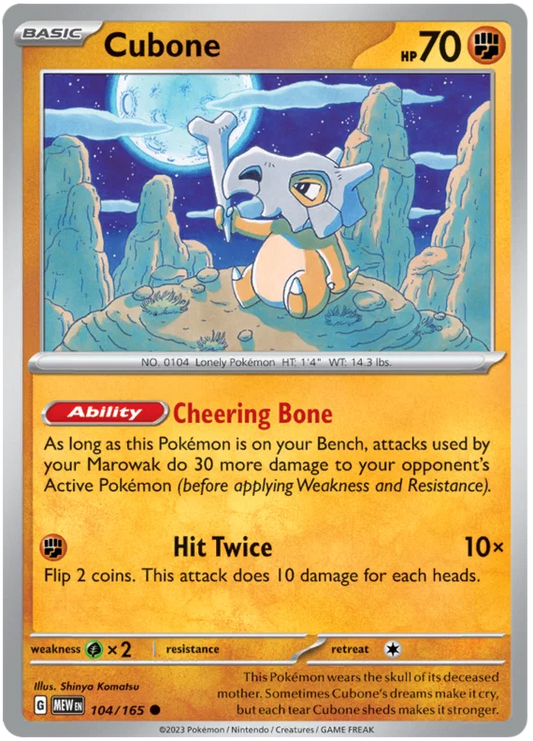 Pokémon Cubone #104/165 common kaart uit de 151 set