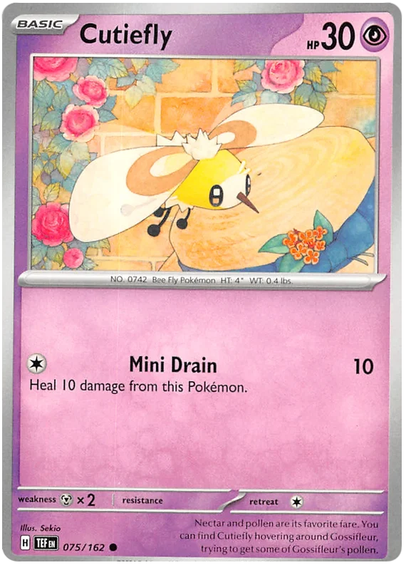 Pokémon kaart Cutiefly common uit de Temporal Forces set, nummer 075
