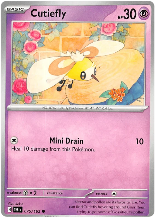 Pokémon kaart Cutiefly common uit de Temporal Forces set, nummer 075
