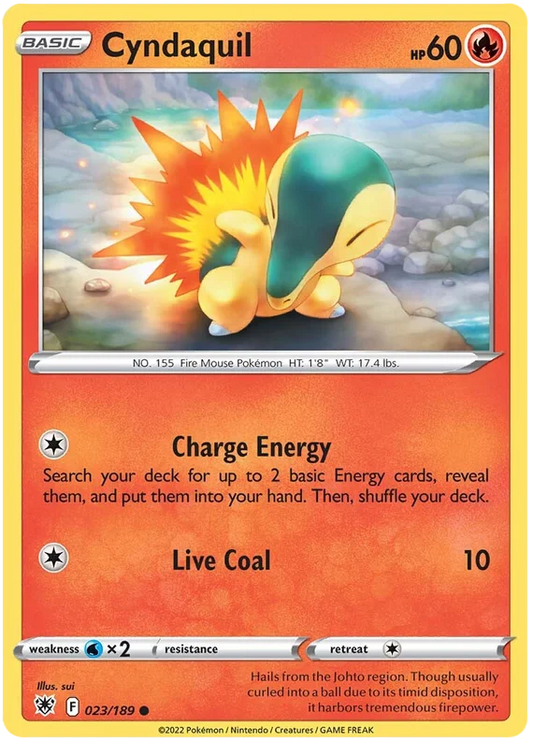 Cyndaquil common kaart nummer 023/189 uit de Pokémon Astral Radiance set