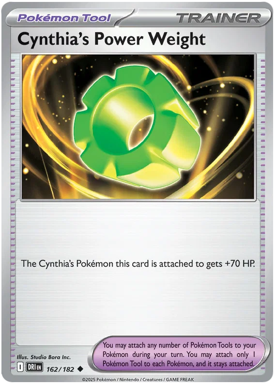 Cynthia's Power Weight common trainerkaart nummer 162 uit Pokemon Destined Rivals