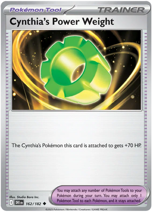 Cynthia's Power Weight common trainerkaart nummer 162 uit Pokemon Destined Rivals