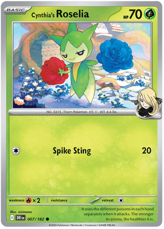 Cynthia's Roselia common #007 uit de Pokemon Destined Rivals set