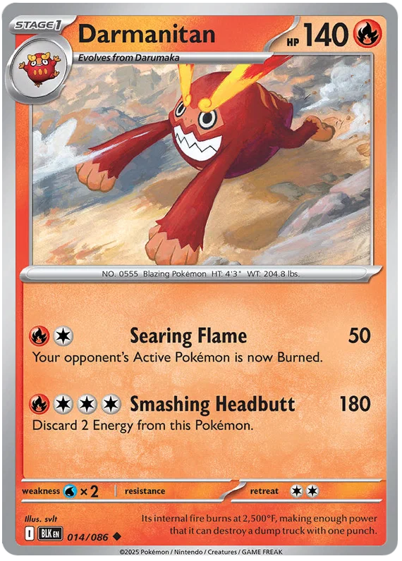 Pokémon Darmanitan #014 common kaart uit de Black Bolt set