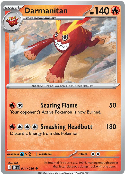 Pokémon Darmanitan #014 common kaart uit de Black Bolt set