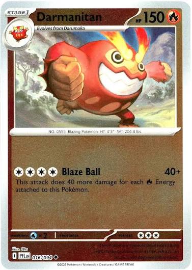 Darmanitan Reverse Holo Pokémon kaart nummer 016 uit de set Phantasmal Flames